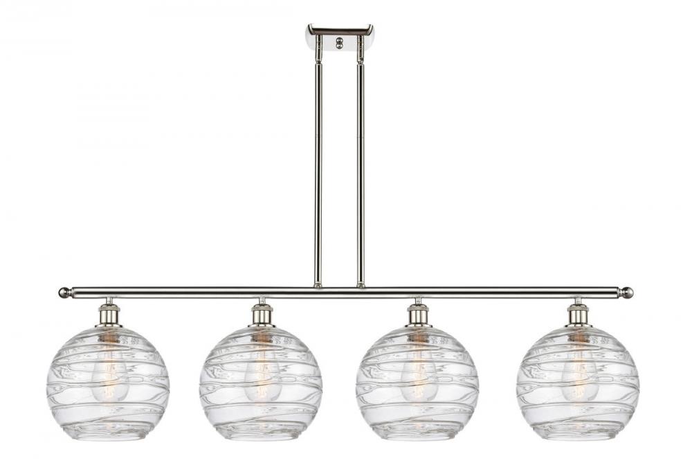 Athens Deco Swirl - 4 Light - 48 inch - Polished Nickel - Cord hung - Island Light