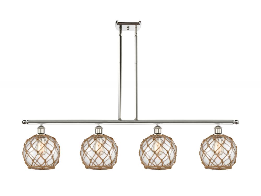 Farmhouse Rope - 4 Light - 48 inch - Polished Nickel - Cord hung - Island Light