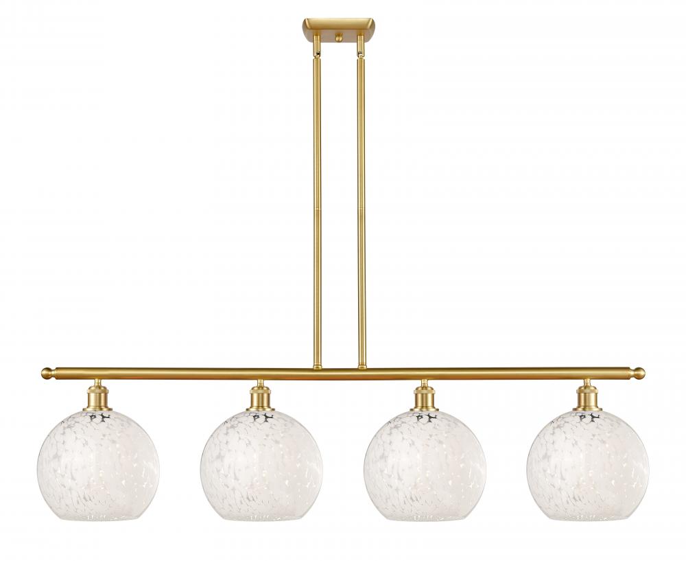 White Mouchette - 4 Light - 48 inch - Satin Gold - Stem Hung - Island Light