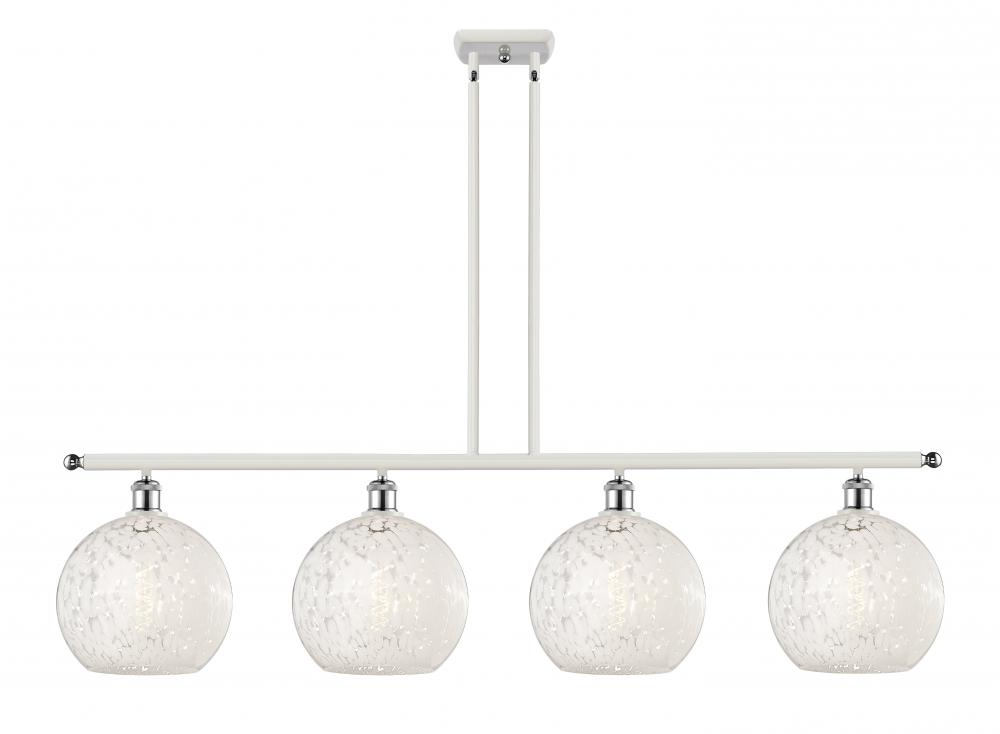 White Mouchette - 4 Light - 48 inch - White Polished Chrome - Stem Hung - Island Light