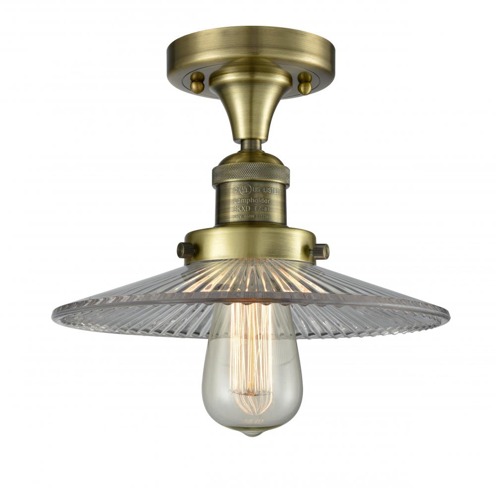 Halophane - 1 Light - 9 inch - Antique Brass - Semi-Flush Mount