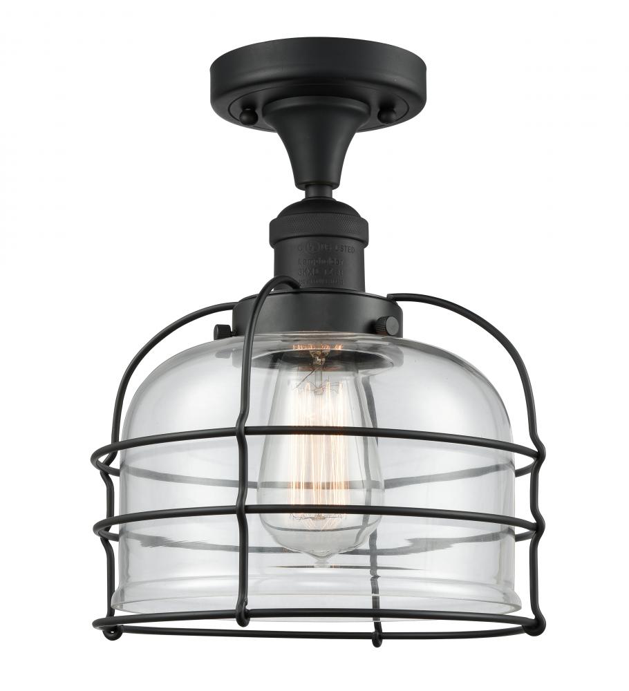 Bell Cage - 1 Light - 8 inch - Matte Black - Semi-Flush Mount