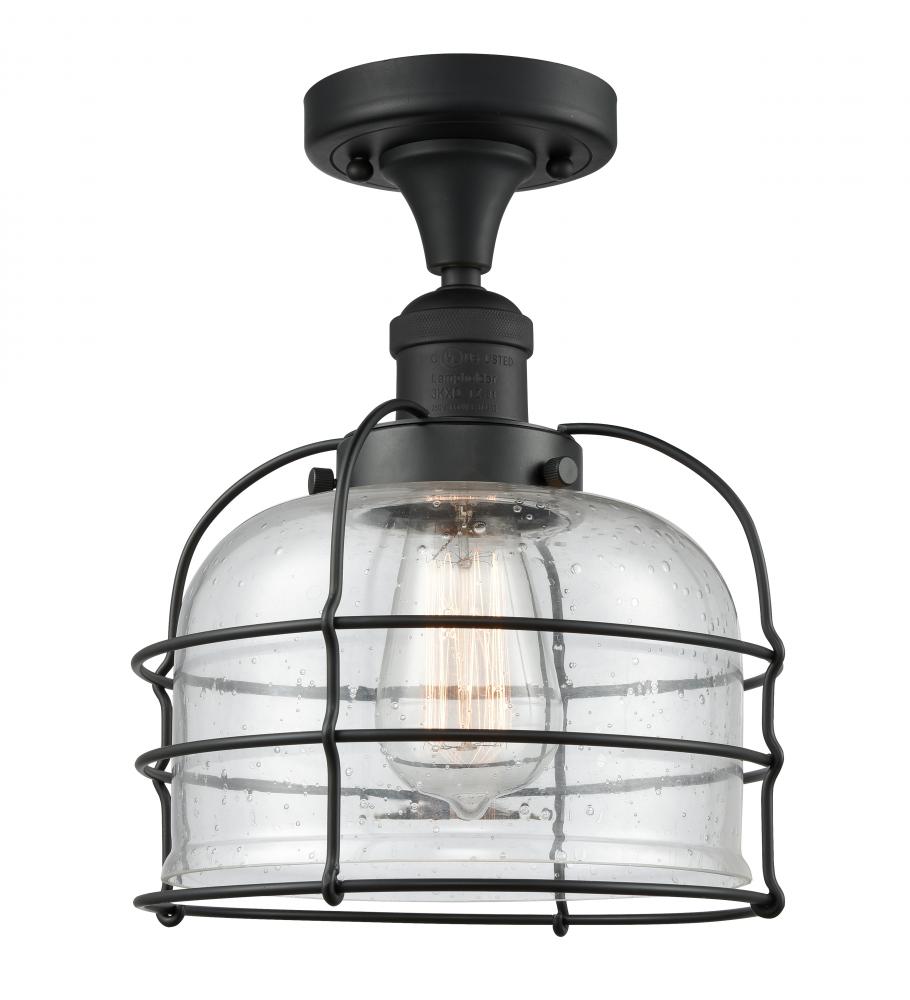 Bell Cage - 1 Light - 8 inch - Matte Black - Semi-Flush Mount