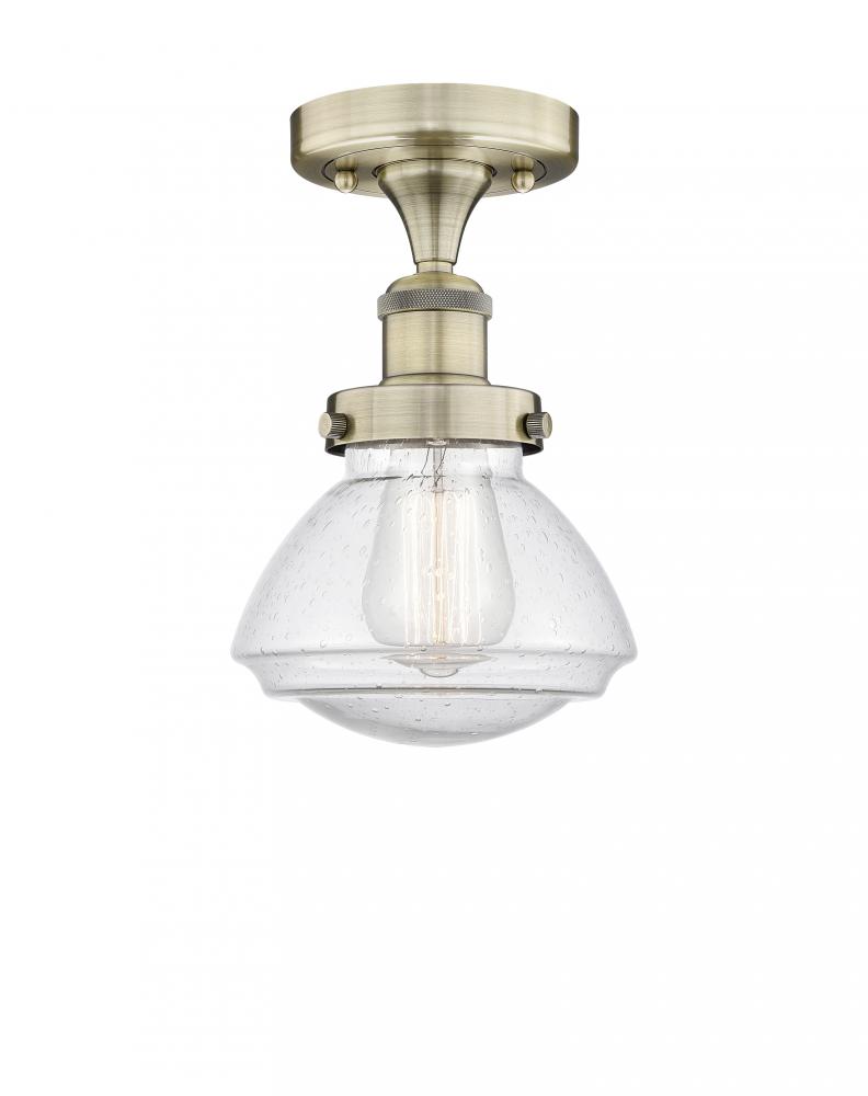 Olean - 1 Light - 7 inch - Antique Brass - Semi-Flush Mount