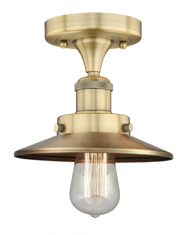 Edison - 1 Light - 8 inch - Brushed Brass - Semi-Flush Mount