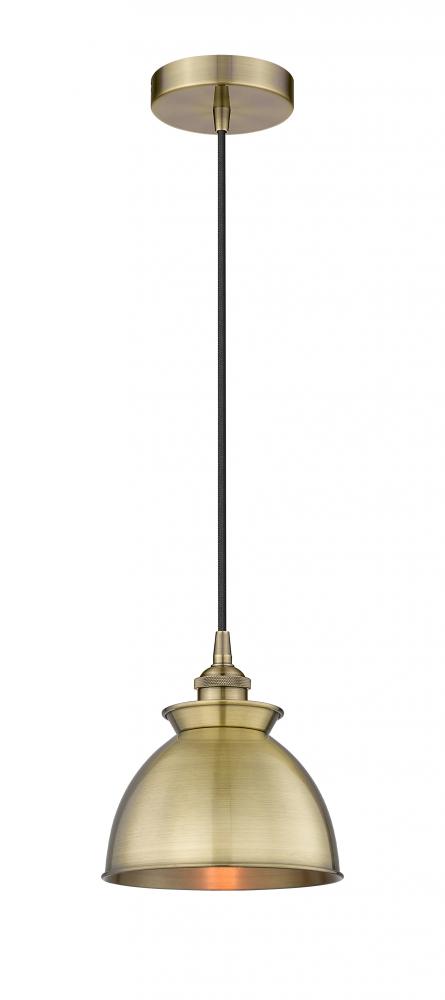 Adirondack - 1 Light - 8 inch - Antique Brass - Cord hung - Mini Pendant