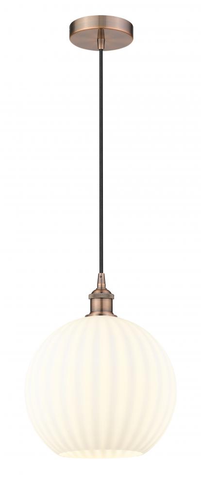 White Venetian - 1 Light - 12 inch - Antique Copper - Cord Hung - Mini Pendant