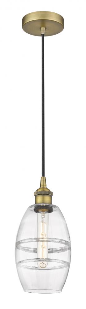 Vaz - 1 Light - 6 inch - Brushed Brass - Cord hung - Mini Pendant