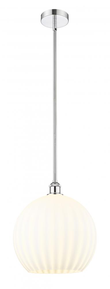 White Venetian - 1 Light - 14 inch - Polished Chrome - Stem Hung - Pendant