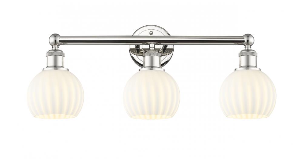 White Venetian - 3 Light - 24 inch - Polished Nickel - Bath Vanity Light