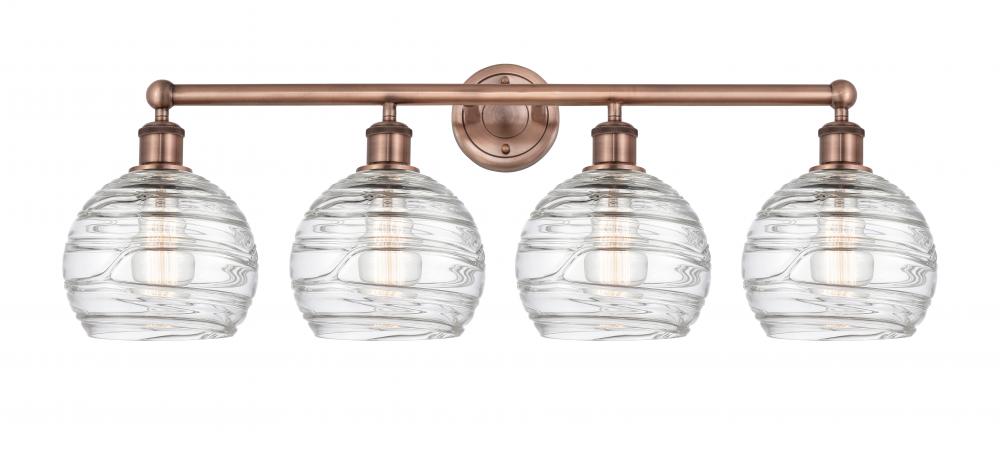 Athens Deco Swirl - 4 Light - 35 inch - Antique Copper - Bath Vanity Light