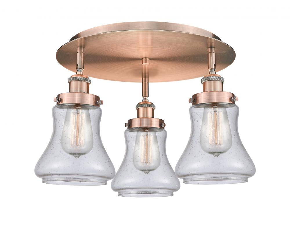 Bellmont - 3 Light - 18 inch - Antique Copper - Flush Mount