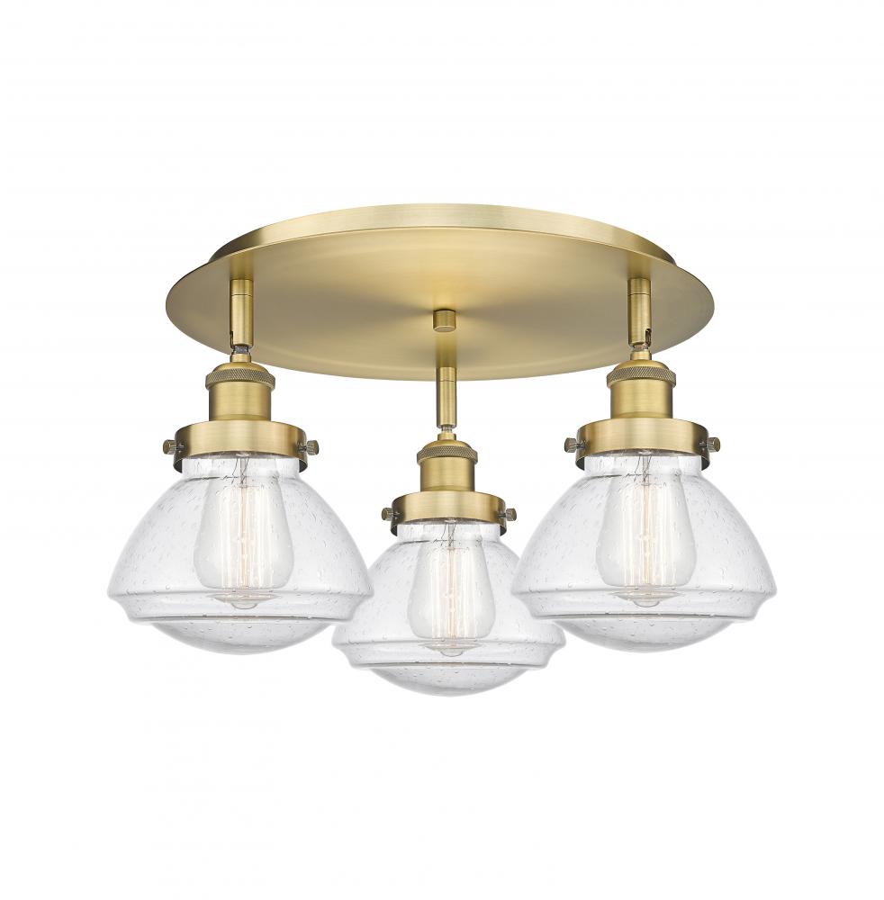 Olean - 3 Light - 19 inch - Brushed Brass - Flush Mount