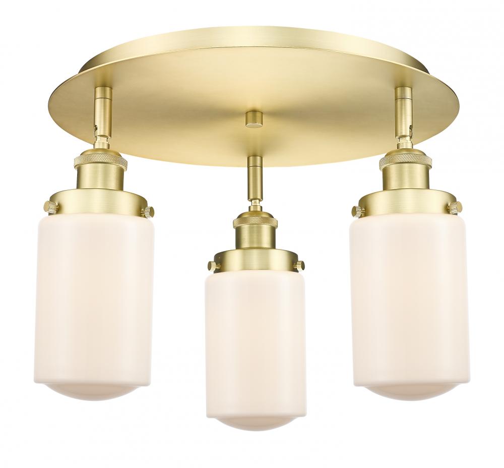 Dover - 3 Light - 16 inch - Satin Gold - Flush Mount