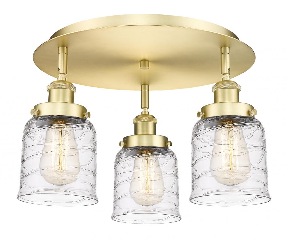 Bell - 3 Light - 17 inch - Satin Gold - Flush Mount