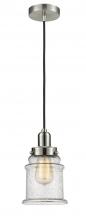 Innovations Lighting 100SN-10BK-0H-SN-G184 - Whitney - 1 Light - 8 inch - Satin Nickel - Cord hung - Mini Pendant