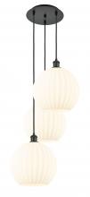 Innovations Lighting 113B-3P-BK-G1217-12WV - White Venetian - 3 Light - 19 inch - Matte Black - Cord Hung - Multi Pendant