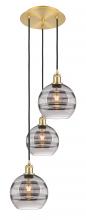  113B-3P-SG-G556-8SM - Rochester - 3 Light - 15 inch - Satin Gold - Cord hung - Multi Pendant