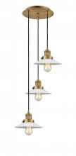 Innovations Lighting 113F-3P-BB-G1 - Halophane - 3 Light - 16 inch - Brushed Brass - Cord hung - Multi Pendant