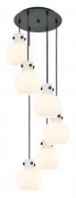 Innovations Lighting 116-410-1PS-BK-G410-8WH - Newton Sphere - 6 Light - 19 inch - Matte Black - Cord hung - Multi Pendant