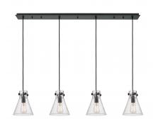 Innovations Lighting 124-410-1PS-BK-G411-8SDY - Newton Cone - 4 Light - 52 inch - Matte Black - Linear Pendant