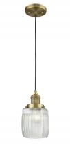 Innovations Lighting 201C-BB-G302 - Colton - 1 Light - 6 inch - Brushed Brass - Cord hung - Mini Pendant