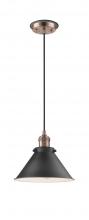 Innovations Lighting 201CBP-ACBK-M10-BK - Briarcliff - 1 Light - 10 inch - Antique Copper - Cord hung - Mini Pendant