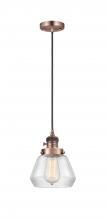 Innovations Lighting 201CSW-AC-G172 - Fulton - 1 Light - 7 inch - Antique Copper - Cord hung - Mini Pendant