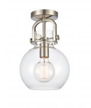 Innovations Lighting 410-1F-SN-8CL-LED - Newton Sphere - 1 Light - 8 inch - Brushed Satin Nickel - Flush Mount