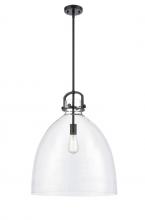 Innovations Lighting 412-1S-BK-18CL - Newton Bell - 1 Light - 18 inch - Matte Black - Cord hung - Pendant