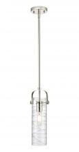 Innovations Lighting 423-1S-PN-G423-12DE - Pilaster II Cylinder - 1 Light - 12 inch Long Glass - Polished Nickel - Pendant