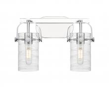  423-2W-PC-G423-7DE - Pilaster II Cylinder - 2 Light - 15 inch - Polished Chrome - Bath Vanity Light