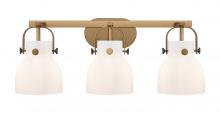 Innovations Lighting 423-3W-BB-G412-6WH - Pilaster II Bell - 3 Light - 27 inch - Brushed Brass - Bath Vanity Light