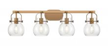 Innovations Lighting 423-4W-BB-G410-6CL - Pilaster II Sphere - 4 Light - 37 inch - Brushed Brass - Bath Vanity Light