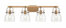 Innovations Lighting 423-4W-BB-G412-6CL - Pilaster II Bell - 4 Light - 37 inch - Brushed Brass - Bath Vanity Light