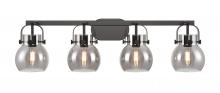 Innovations Lighting 423-4W-BK-G410-6SM - Pilaster II Sphere - 4 Light - 37 inch - Matte Black - Bath Vanity Light