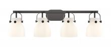 Innovations Lighting 423-4W-BK-G412-6WH - Pilaster II Bell - 4 Light - 37 inch - Matte Black - Bath Vanity Light