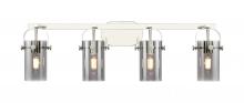  423-4W-PN-G423-7SM - Pilaster II Cylinder - 4 Light - 35 inch - Polished Nickel - Bath Vanity Light