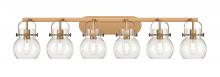  423-6W-BB-G410-6CL - Pilaster II Sphere - 6 Light - 46 inch - Brushed Brass - Bath Vanity Light