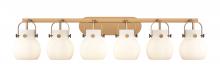 Innovations Lighting 423-6W-BB-G410-6WH - Pilaster II Sphere - 6 Light - 46 inch - Brushed Brass - Bath Vanity Light