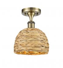 Innovations Lighting 516-1C-AB-RBD-8-NAT - Woven Rattan - 1 Light - 8 inch - Antique Brass - Semi-Flush Mount