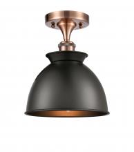 Innovations Lighting 516-1C-AC-M14-BK - Adirondack - 1 Light - 8 inch - Antique Copper - Semi-Flush Mount