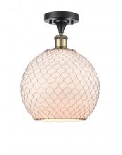 Innovations Lighting 516-1C-BAB-G121-10CSN - Farmhouse Chicken Wire - 1 Light - 10 inch - Black Antique Brass - Semi-Flush Mount