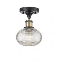 Innovations Lighting 516-1C-BAB-G555-6CL - Ithaca - 1 Light - 6 inch - Black Antique Brass - Semi-Flush Mount