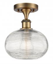 Innovations Lighting 516-1C-BB-G555-8CL - Ithaca - 1 Light - 8 inch - Brushed Brass - Semi-Flush Mount