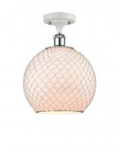 Innovations Lighting 516-1C-WPC-G121-10CSN - Farmhouse Chicken Wire - 1 Light - 10 inch - White Polished Chrome - Semi-Flush Mount