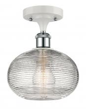 Innovations Lighting 516-1C-WPC-G555-8CL - Ithaca - 1 Light - 8 inch - White Polished Chrome - Semi-Flush Mount