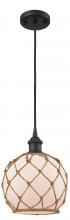 Innovations Lighting 516-1P-BK-G121-8RB - Farmhouse Rope - 1 Light - 8 inch - Matte Black - Cord hung - Mini Pendant