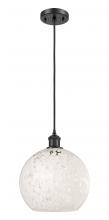 Innovations Lighting 516-1P-BK-G1216-10WM - White Mouchette - 1 Light - 10 inch - Matte Black - Cord Hung - Mini Pendant