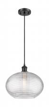 Innovations Lighting 516-1P-BK-G555-12CL - Ithaca - 1 Light - 12 inch - Matte Black - Cord hung - Mini Pendant